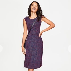 BODEN Marina Jersey Midi Dress Floral Red Blue 10 L